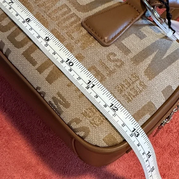 Steve Madden Beige and Brown Logo Shoulder Bag with Charm - Picture 8 of 10